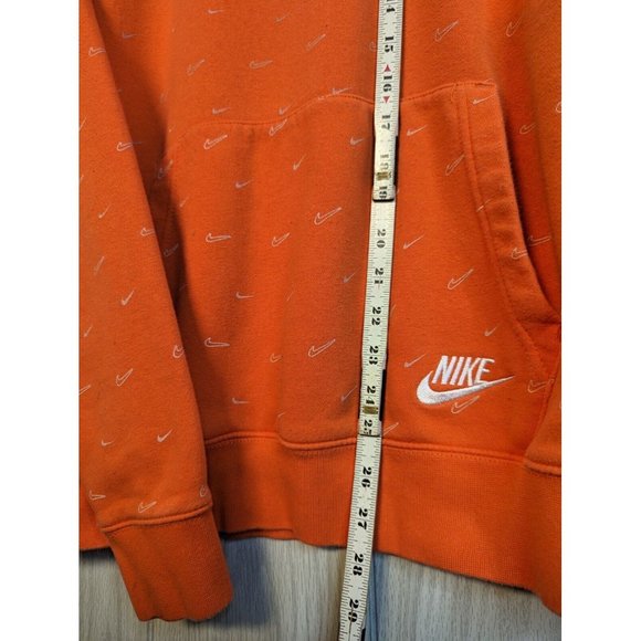 Nike Men Hoodie Large Orange Swoosh Graphic All Over Front Pocket Pullover READ - Picture 10 of 10